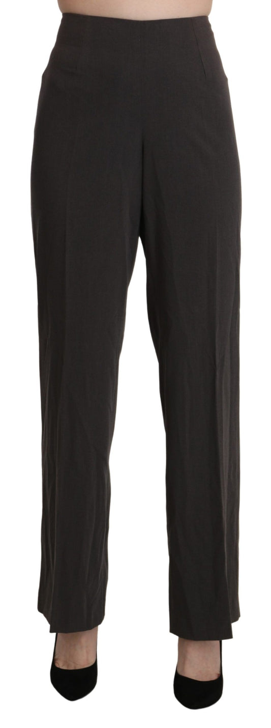 Elevated Gray High-Waist Straight Pants