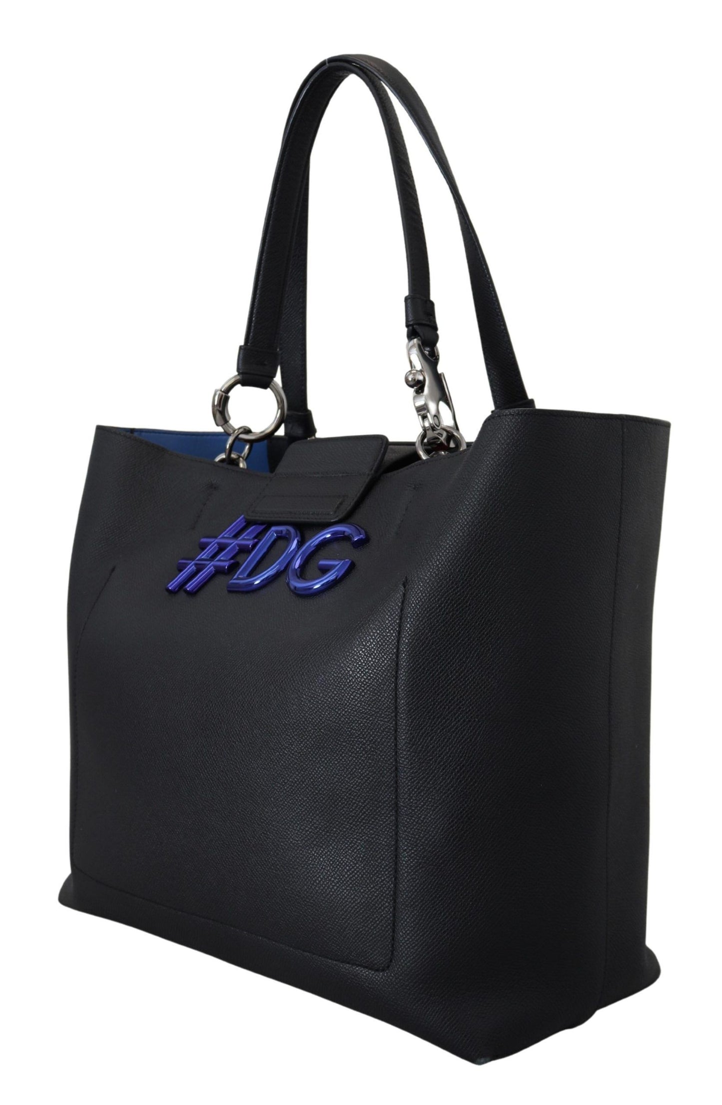 Elegant Black Leather Shopping Tote