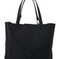 Elegant Black Leather Shopping Tote