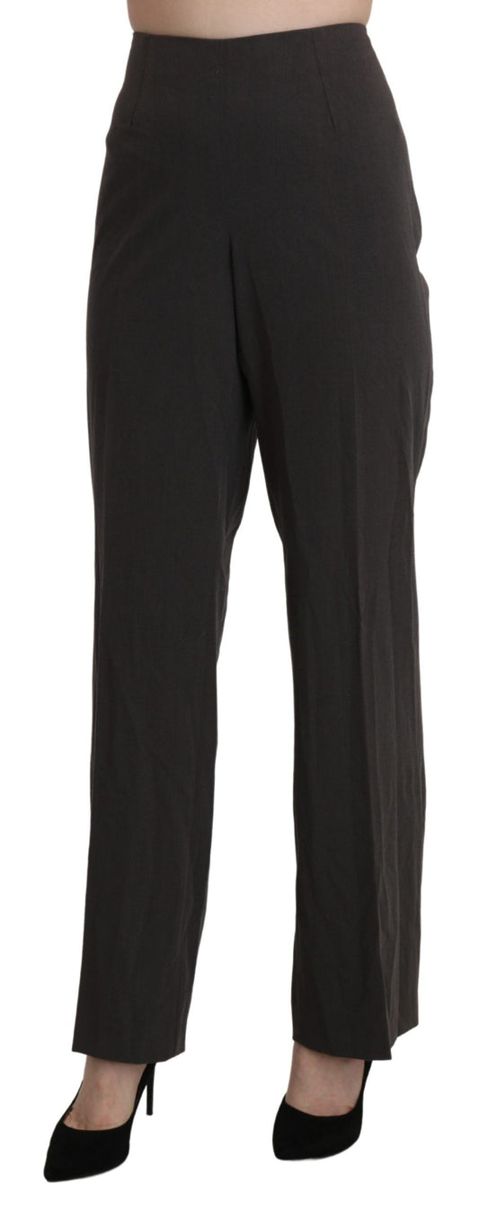 Elevated Gray High-Waist Straight Pants