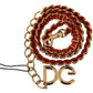 Elegant Red Leather Belt with Gold Tone DG Logo