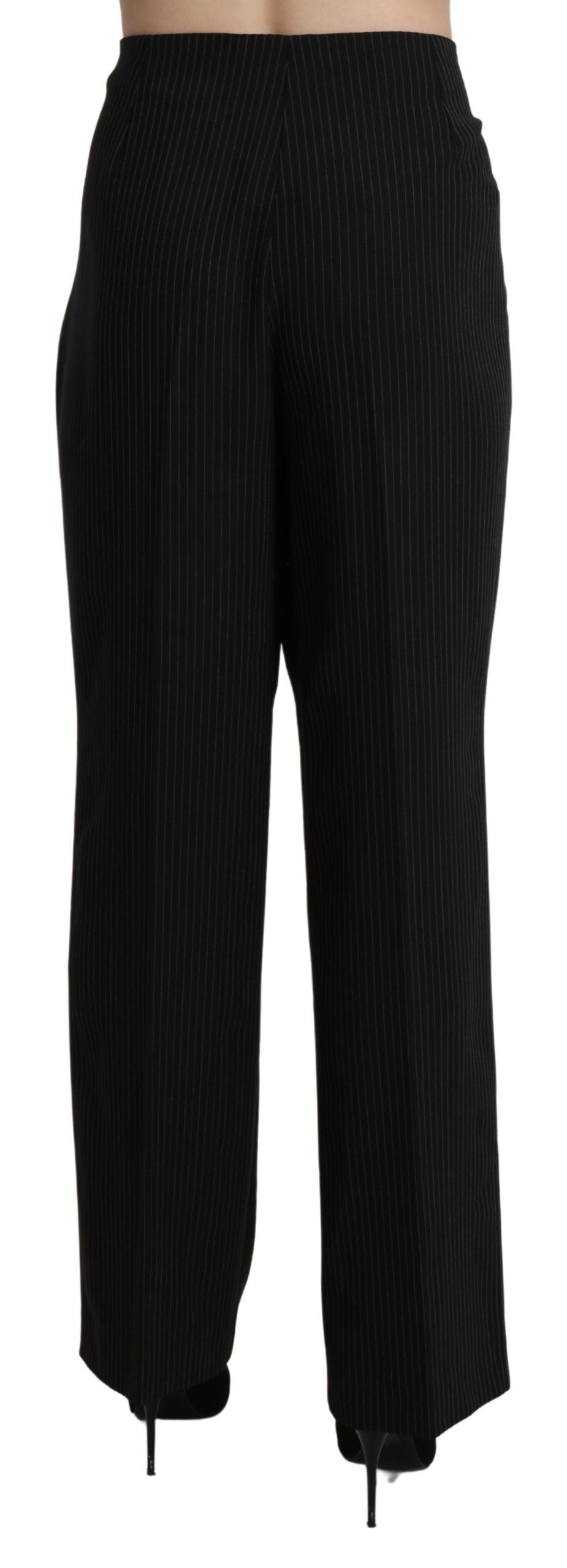 Elegant High Waist Straight Black Pants