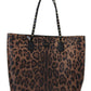 Glam Leopard Print Leather Tote