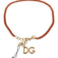 Elegant Red Leather Belt with Gold Tone DG Logo