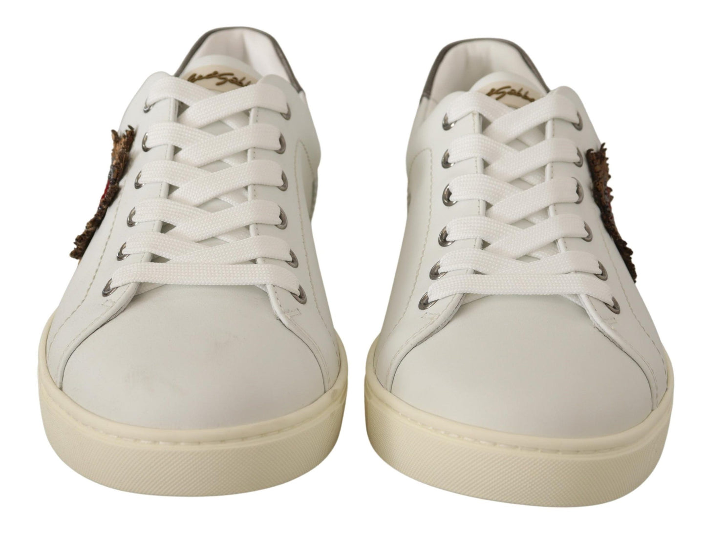 Elegant White Leather Low-Top Sneakers