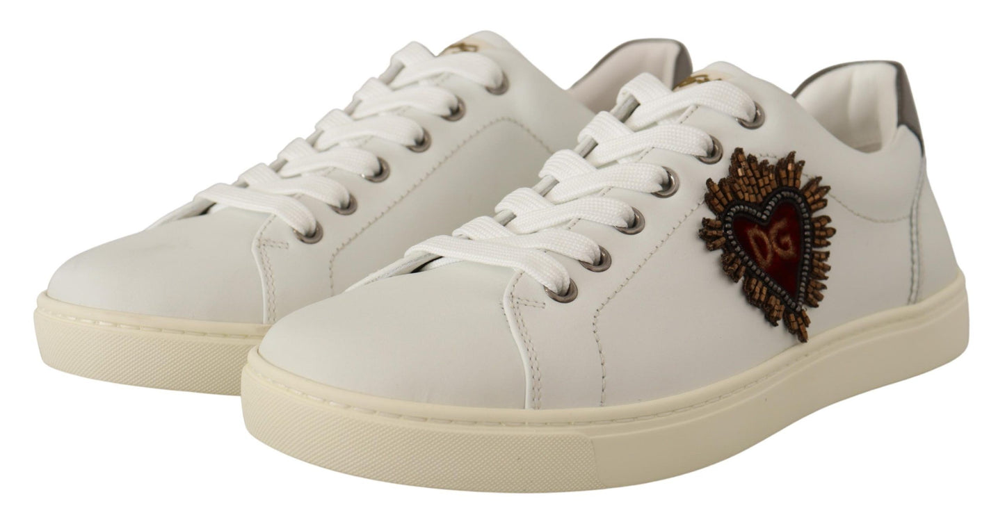 Elegant White Leather Low-Top Sneakers