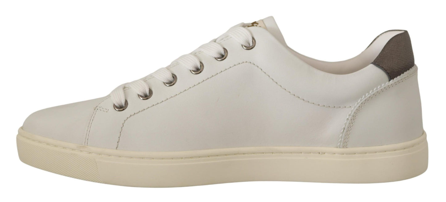 Elegant White Leather Low-Top Sneakers