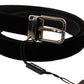 Elegant Black Viscose Leather Belt