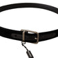 Elegant Black Viscose Leather Belt
