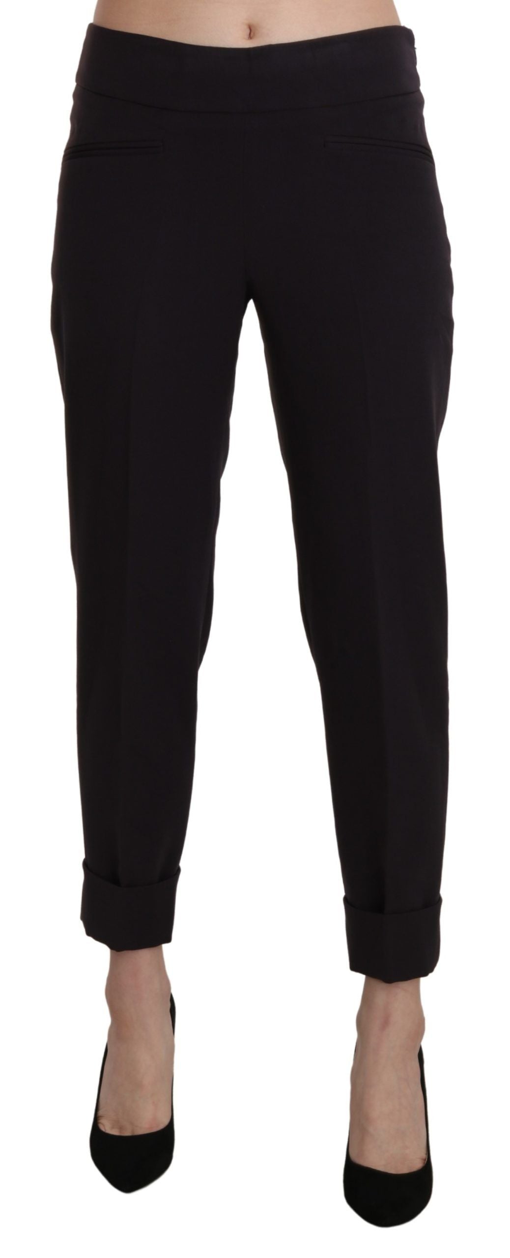 Elegant Mid Waist Tapered Cropped Pants