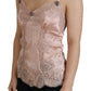 Pink Satin Lace Roses Tank Top Lingerie