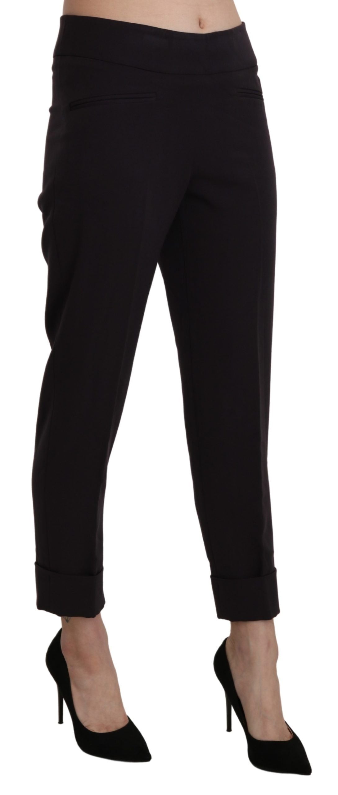 Elegant Mid Waist Tapered Cropped Pants