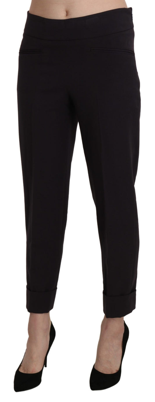 Elegant Mid Waist Tapered Cropped Pants