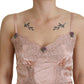 Pink Satin Lace Roses Tank Top Lingerie