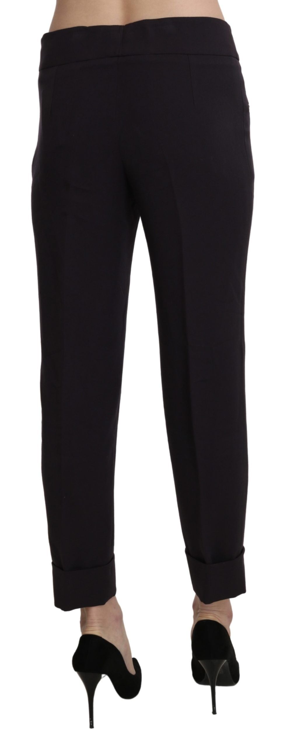 Elegant Mid Waist Tapered Cropped Pants