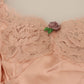 Pink Satin Lace Roses Tank Top Lingerie