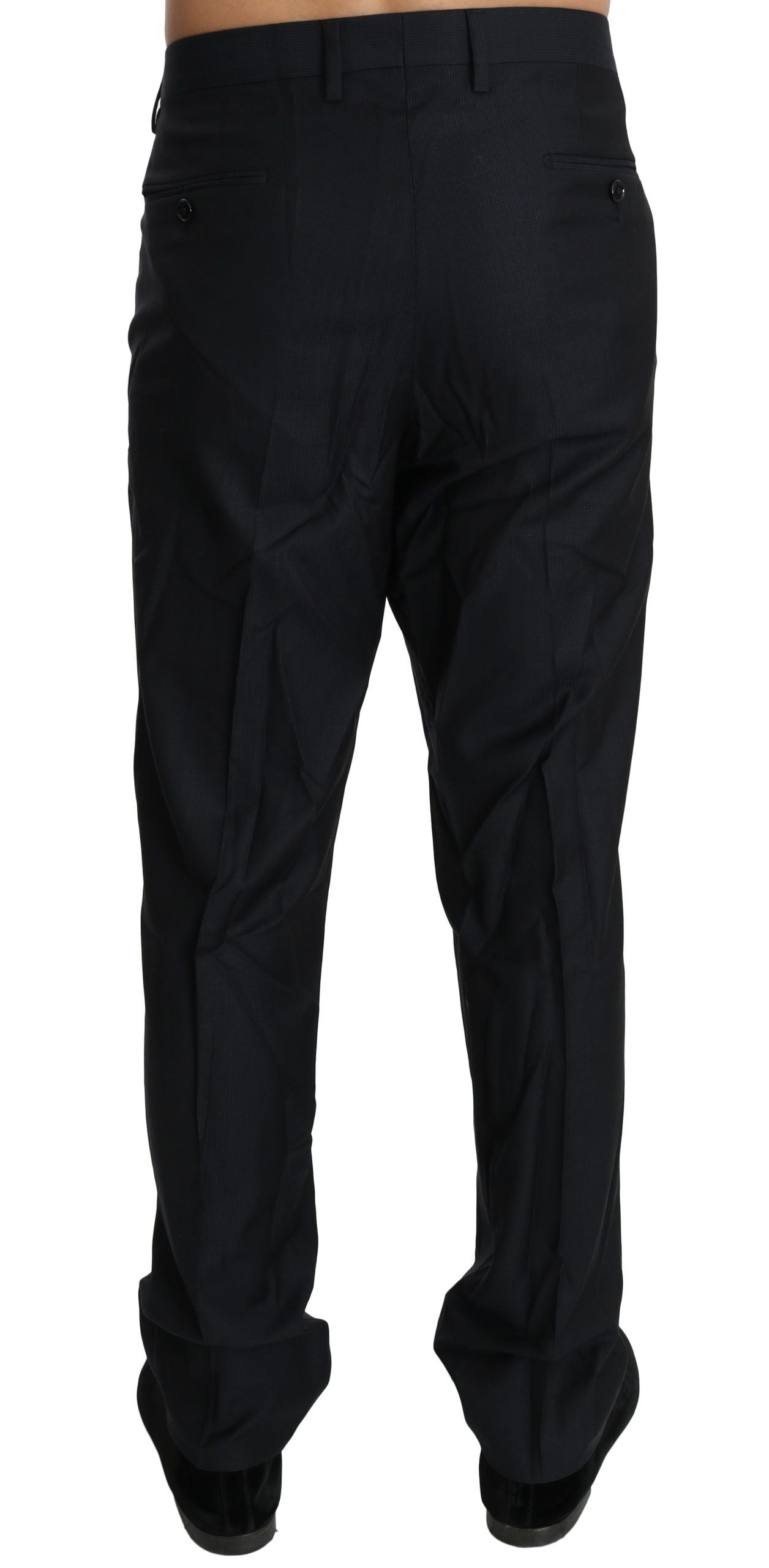 Elegant Black Wool Silk Dress Pants