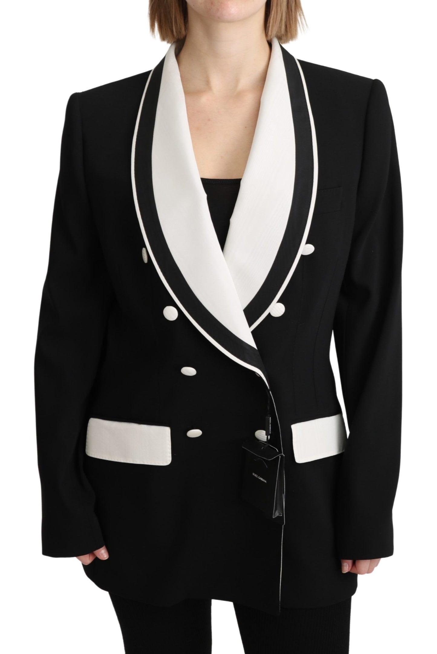 Chic Monochrome Wool Silk Blazer