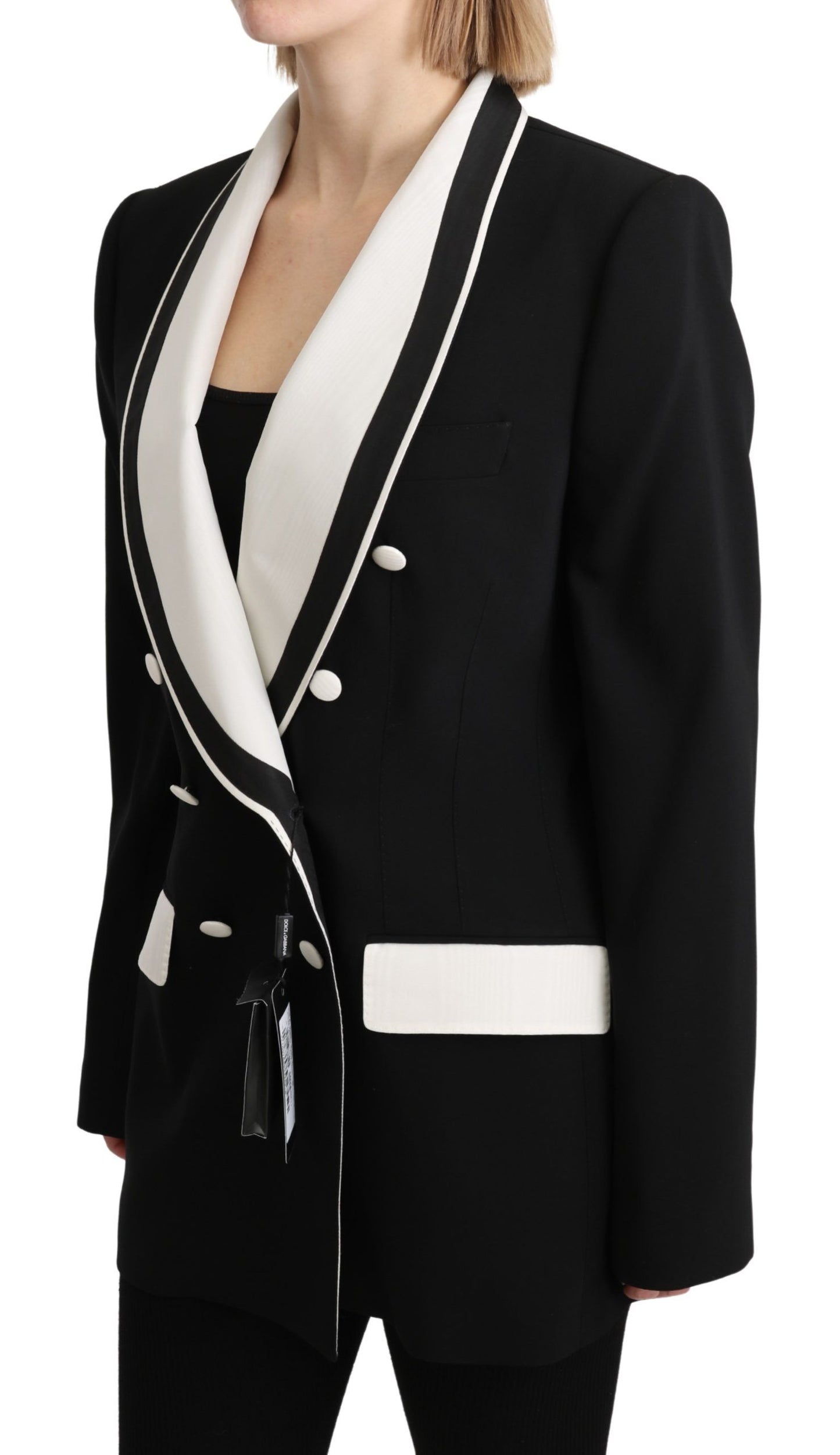 Chic Monochrome Wool Silk Blazer