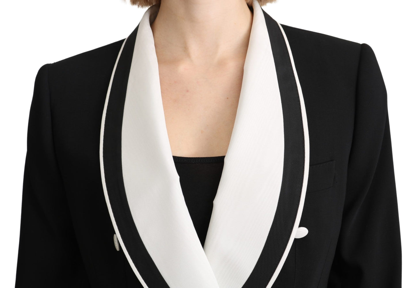 Chic Monochrome Wool Silk Blazer