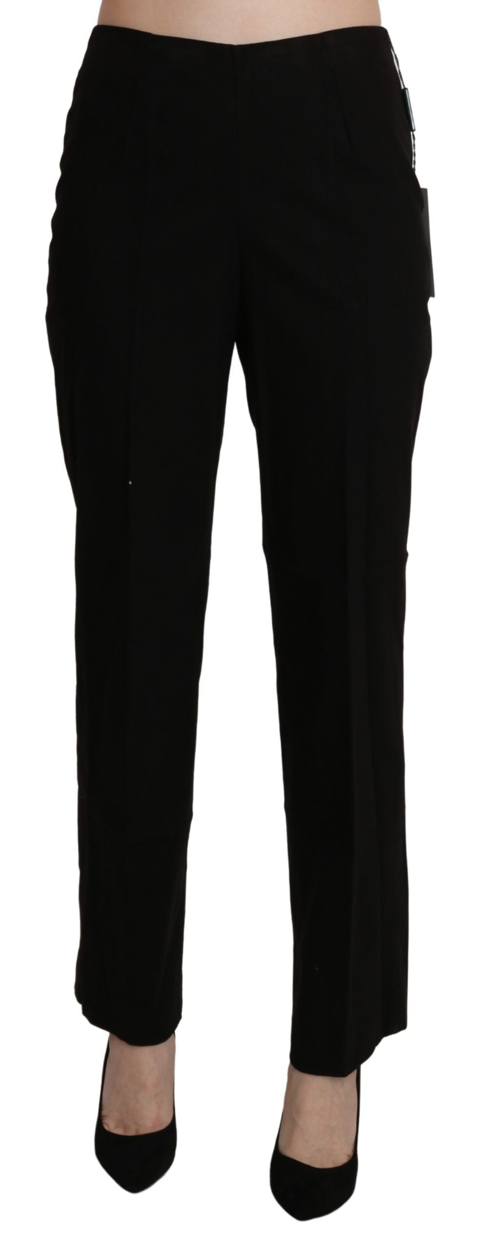 Elegant High Waist Straight Black Pants