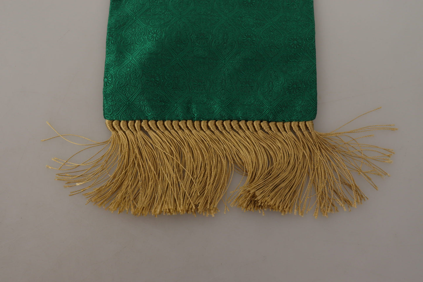 Green Crown Embroidered Shawl Fringe Blend Silk