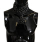 Black Geometric Patterned Shawl Wrap Fringe Scarf