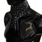 Black Geometric Patterned Shawl Wrap Fringe Scarf