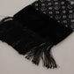 Black Geometric Patterned Shawl Wrap Fringe Scarf