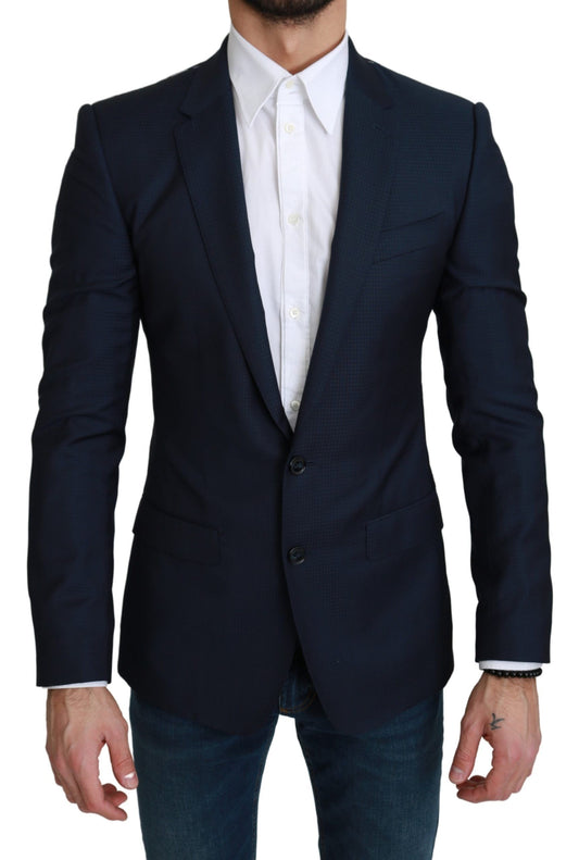 Navy Martini Slim Fit Wool Silk Blazer