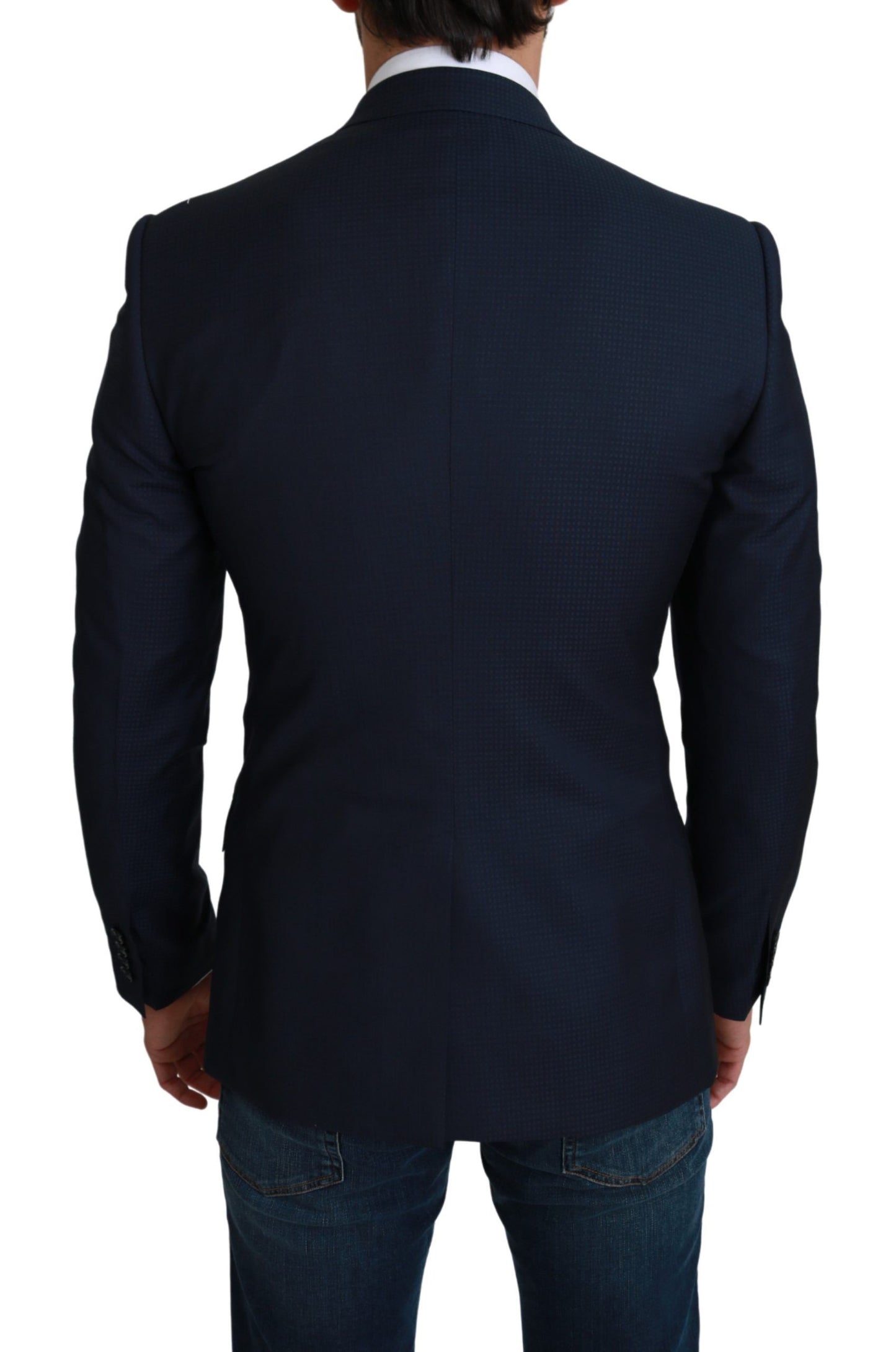 Navy Martini Slim Fit Wool Silk Blazer