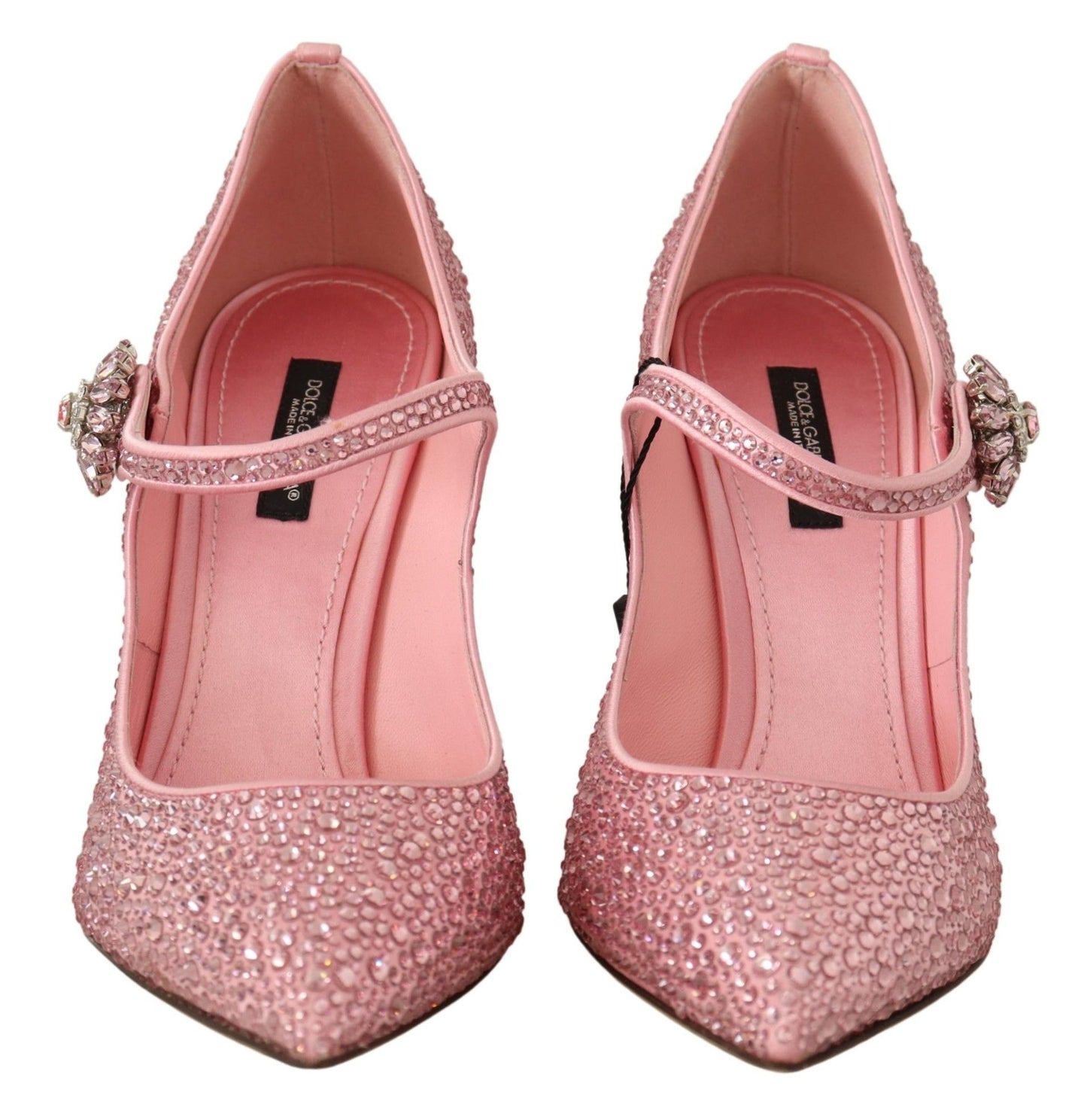 Pink Satin Rhinestone Embellished Pumps