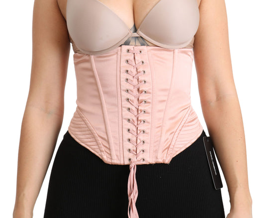 Silk Blend Corset Belt Luxury Top - Pink