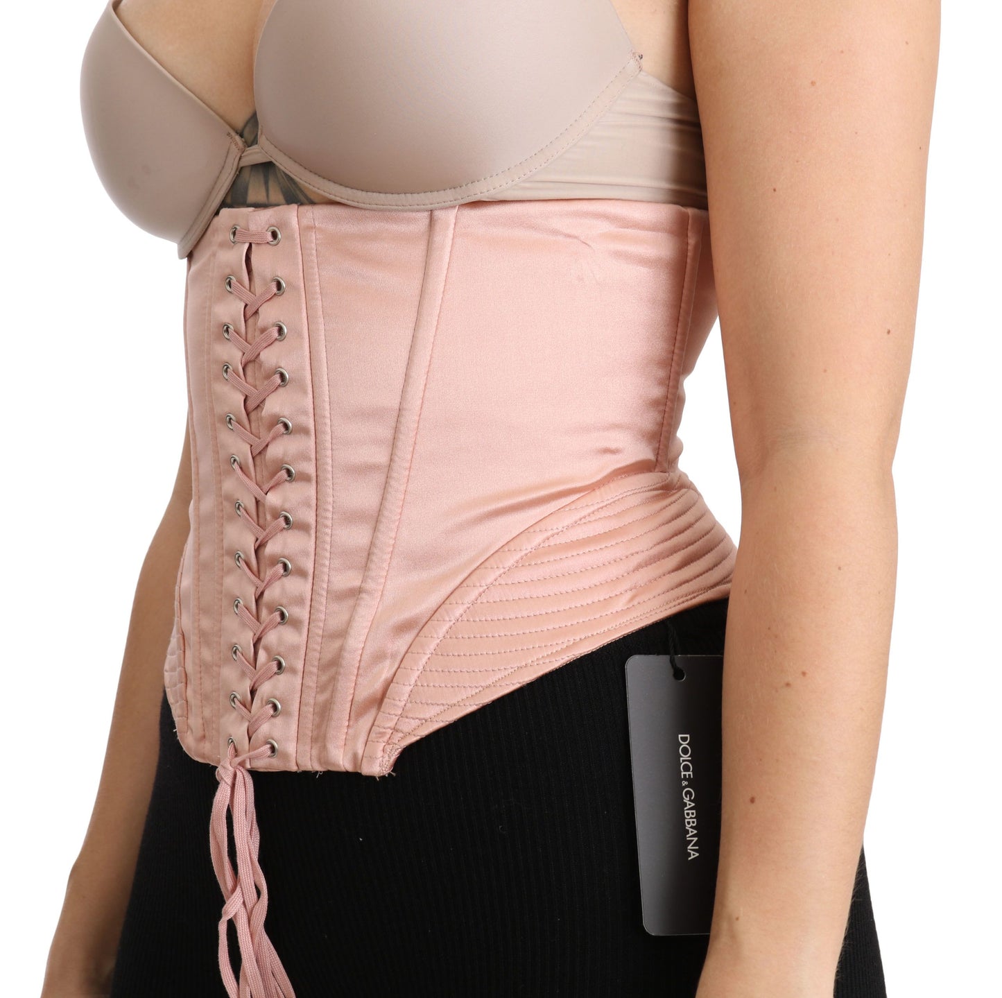 Silk Blend Corset Belt Luxury Top - Pink