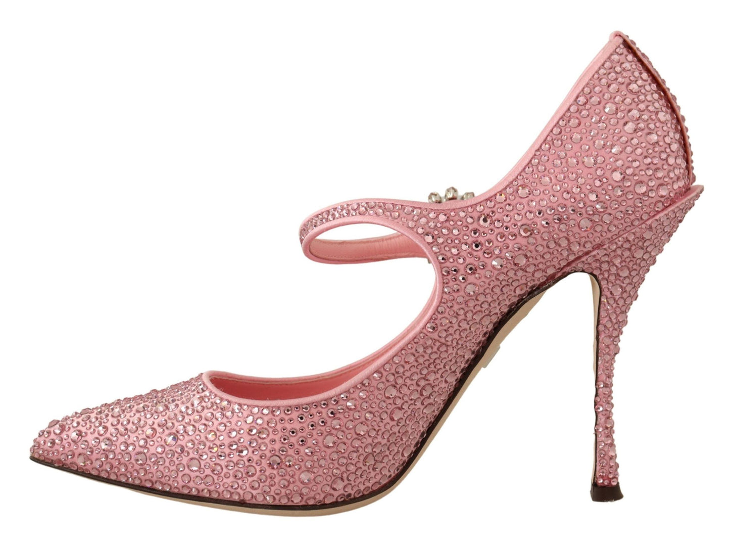 Pink Satin Rhinestone Embellished Pumps