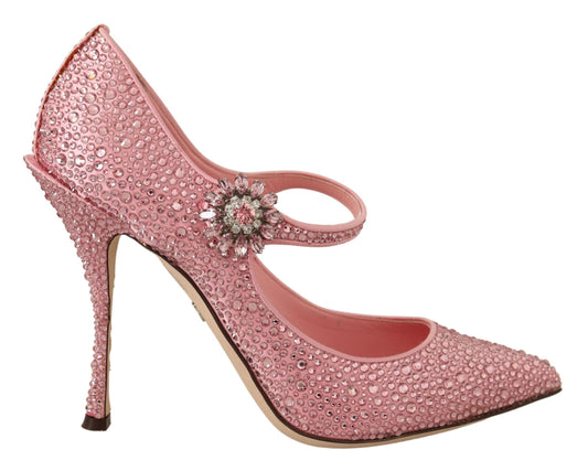 Pink Satin Rhinestone Embellished Pumps