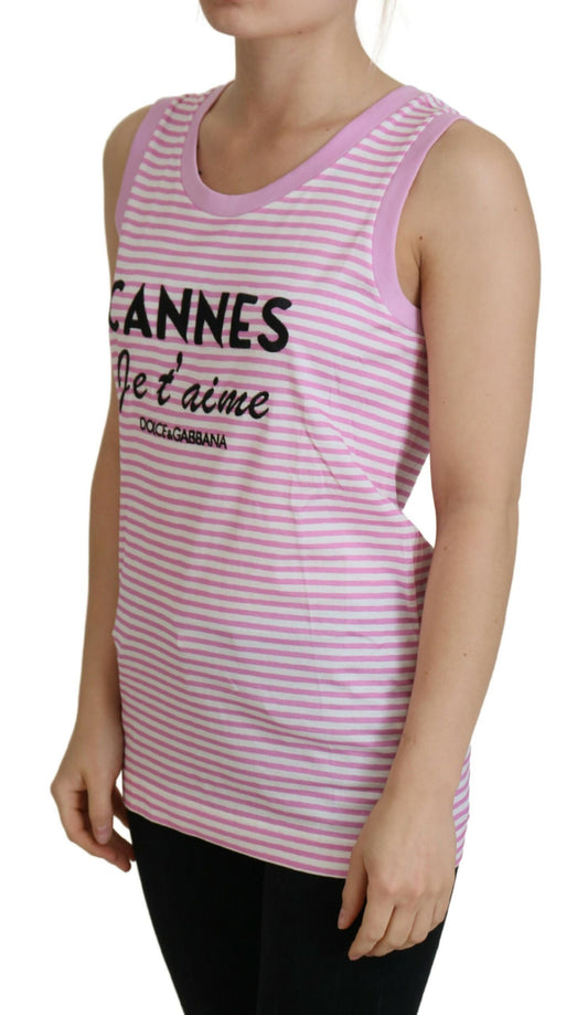 Exclusive Pink Striped Sleeveless Cotton Top