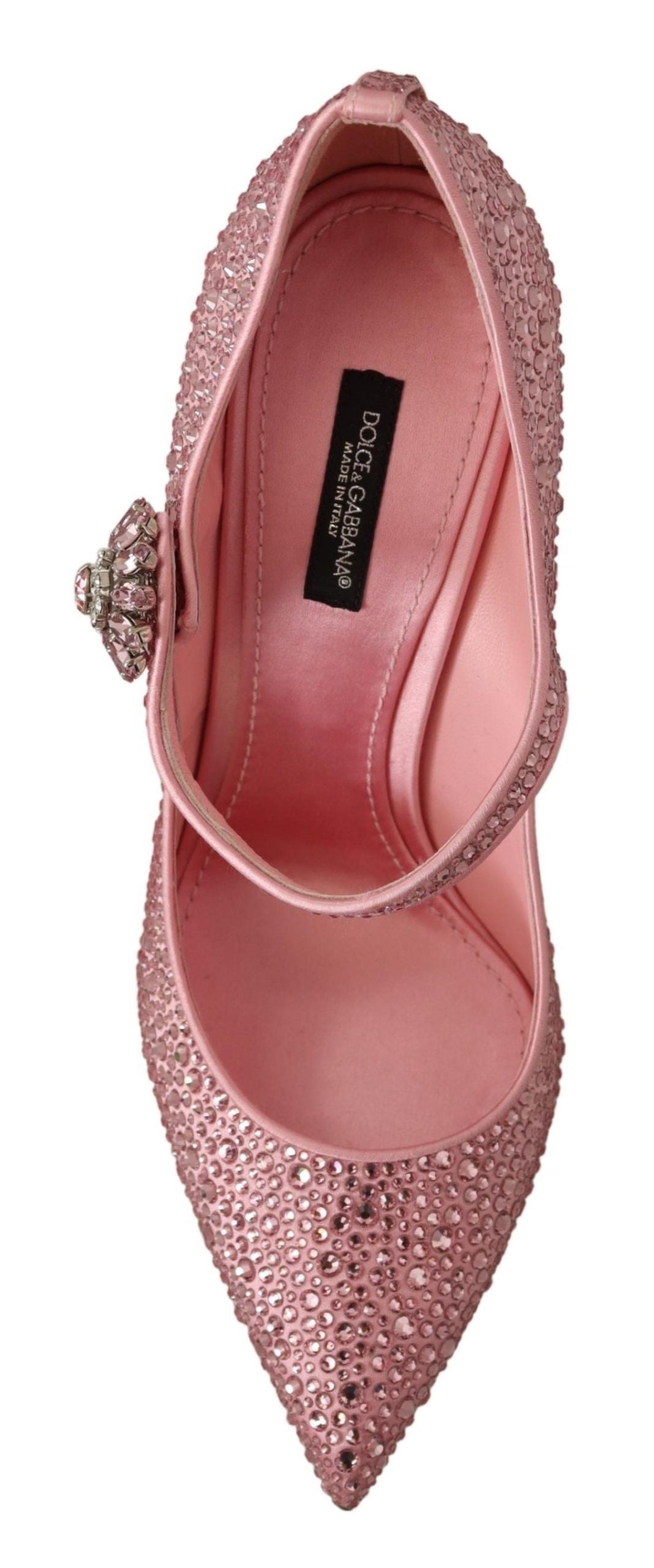 Pink Satin Rhinestone Embellished Pumps