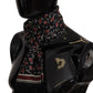 Black Red Umbrellas Patterned Shawl Fringe Scarf