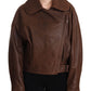 Brown Bull Leather Collared Biker Jacket