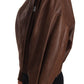 Brown Bull Leather Collared Biker Jacket