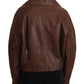 Brown Bull Leather Collared Biker Jacket