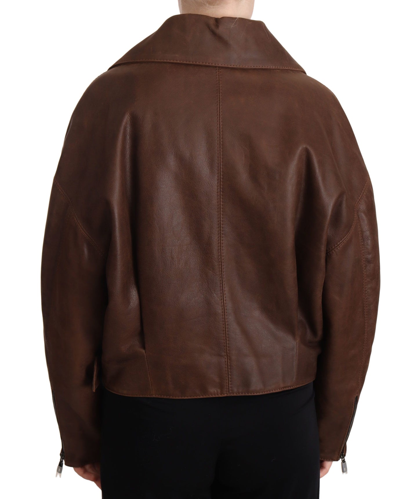 Brown Bull Leather Collared Biker Jacket