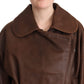 Brown Bull Leather Collared Biker Jacket
