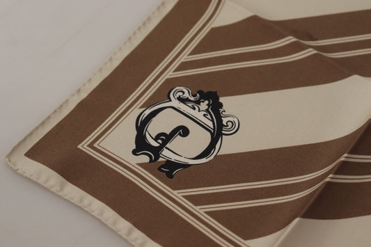 Brown Stripes DG Logo Square Mens Handkerchief Scarf