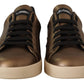 Elegant Gold Bronze Low-Top Sneakers