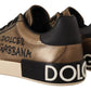Elegant Gold Bronze Low-Top Sneakers