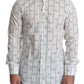 Elegant White Bee Print Cotton Shirt