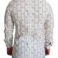 Elegant White Bee Print Cotton Shirt