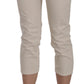 Beige Low Waist Skinny Cropped Capri Pants
